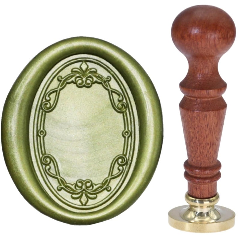 Atopbb Frame Wax Seal Stamp, 3D Embossed Frame Relief Carving Wax Sealing Stamp, Frame Wax Stamp Head Wood Stamp Handle, Wax Stamp for Wedding Invitations, Letter Sealing (F33), Bronze golden - Image 1